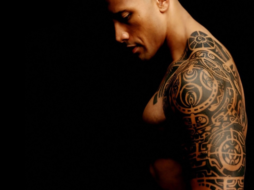 dwayne johnson tribal tattoo arm the rock wallpaper screensaver hd background